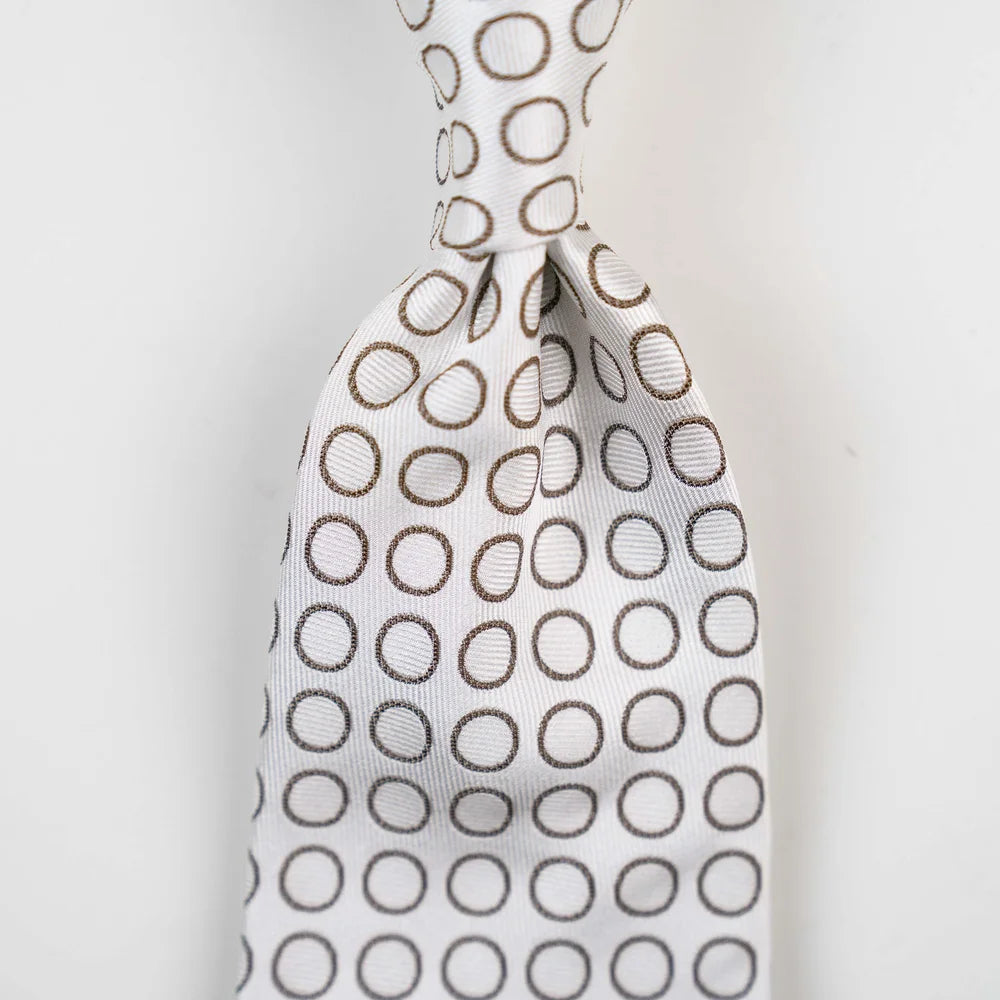 Spacca Neapolis - Ivory Polka Dot Printed Ties