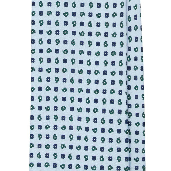 Sera Fine Silk - Light Blue Silk Tie with Dark Blue Paisley
