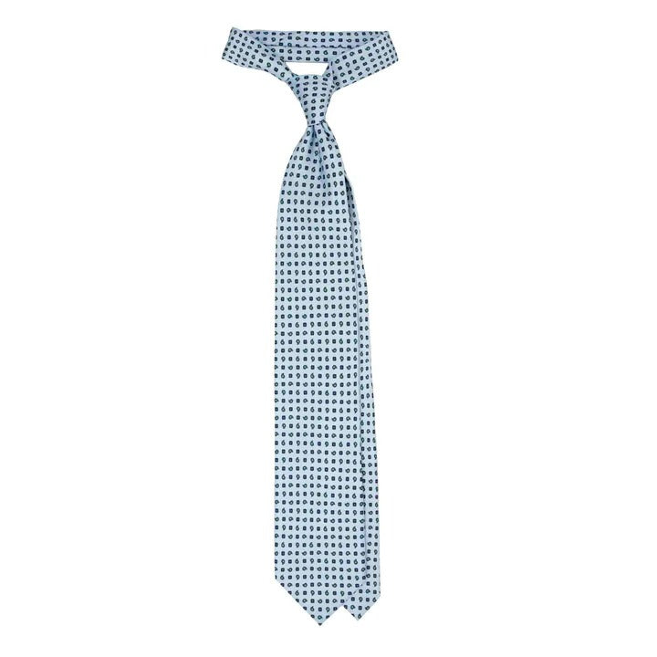 Sera Fine Silk - Light Blue Silk Tie with Dark Blue Paisley