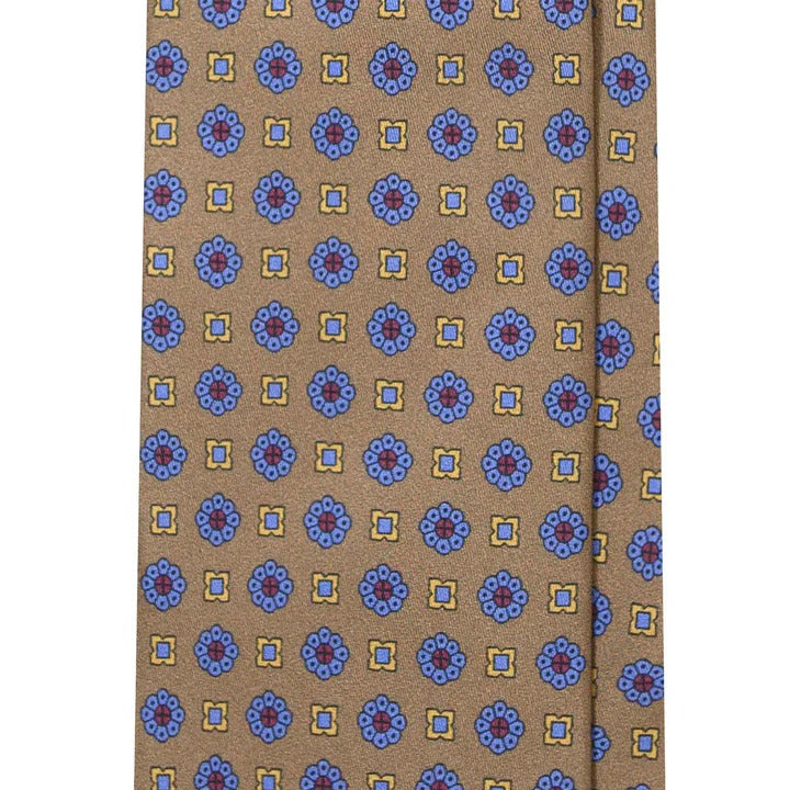 Sera Fine Silk - Brown Silk Tie with Light Blue Flowers
