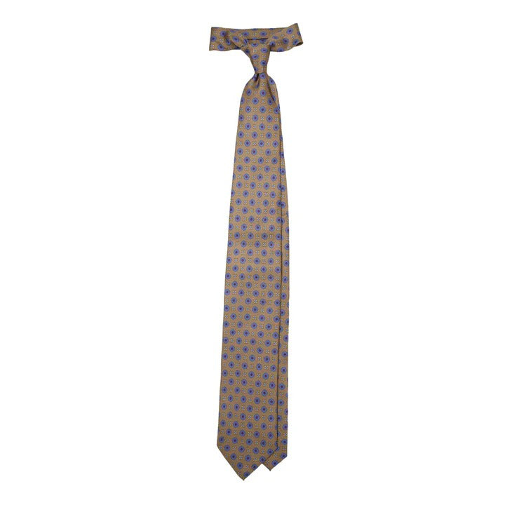 Sera Fine Silk - Brown Silk Tie with Light Blue Flowers