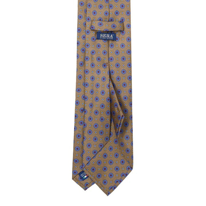 Sera Fine Silk - Brown Silk Tie with Light Blue Flowers