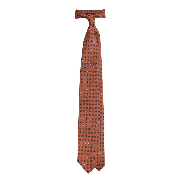 Sera Fine Silk - Orange Silk Tie with Paisley and Floral pattern