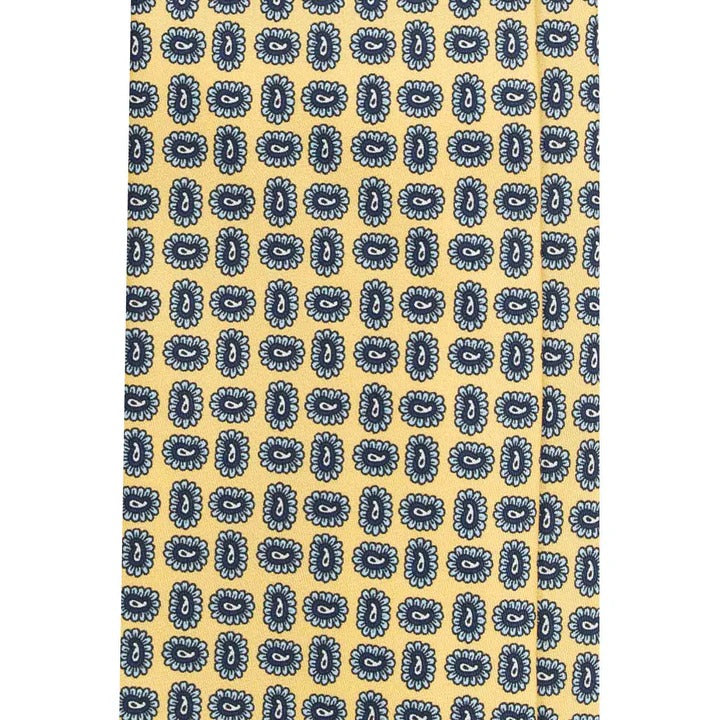 Sera Fine Silk - Yellow Silk Tie with Small Blue Paisley Pattern