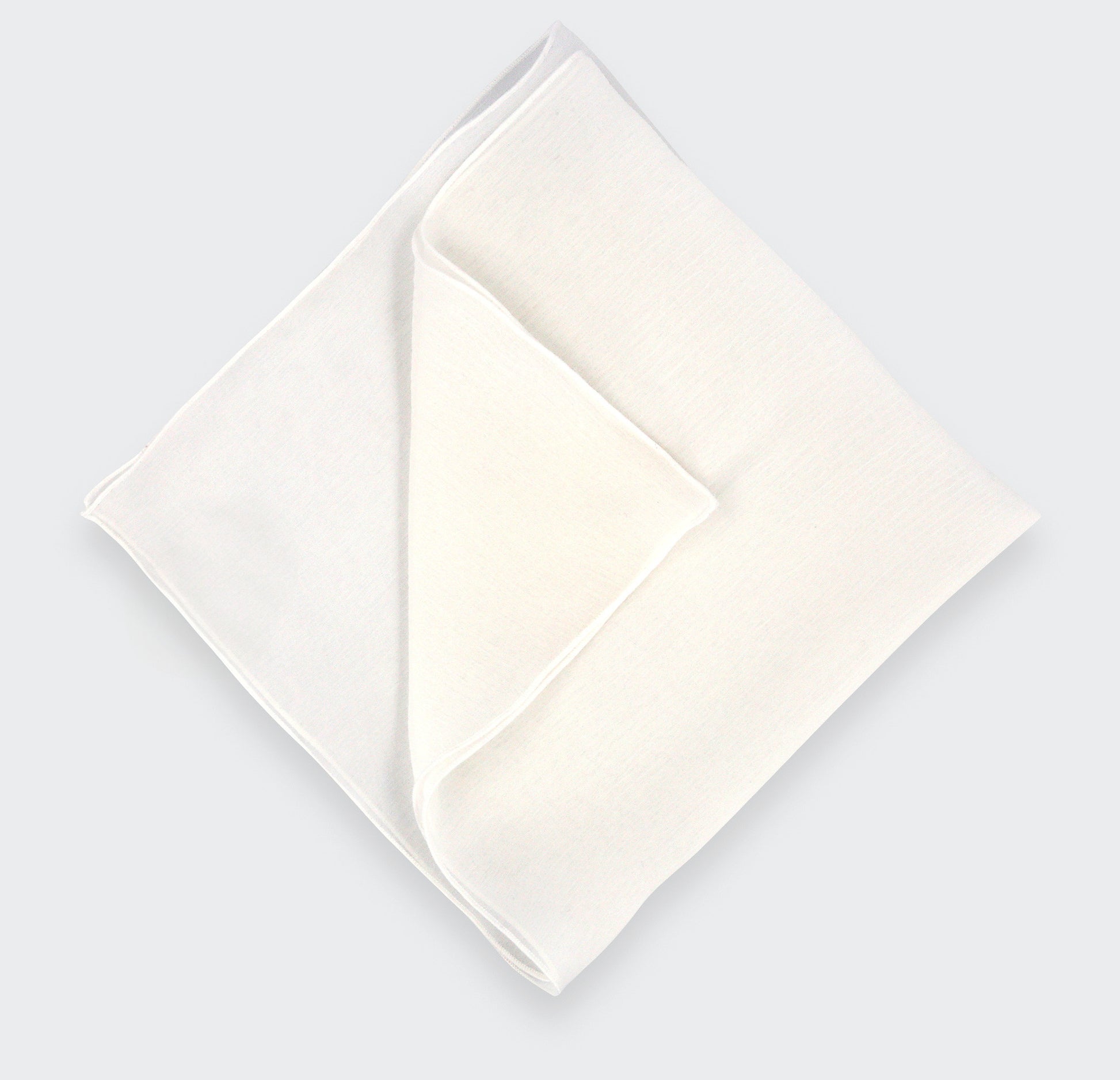 Cinabre - White with White Embroidery Silk Chiffon Pocket square