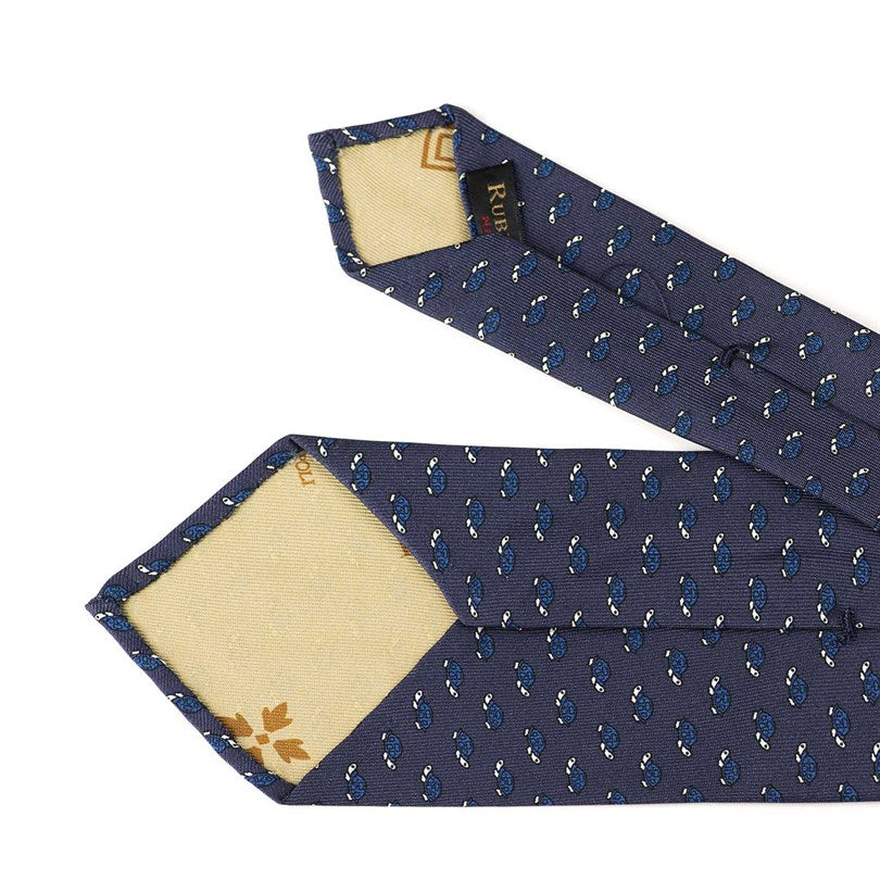 Rubinacci - Silk Twill Tie With Blue Turtle Print Rubinacci