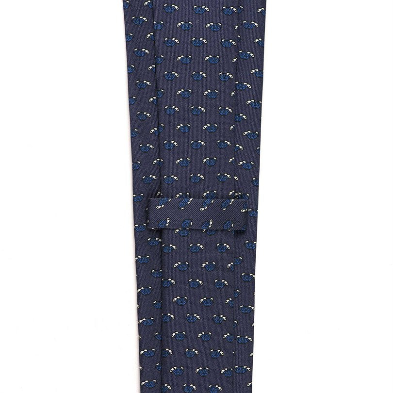 Rubinacci - Silk Twill Tie With Blue Turtle Print Rubinacci