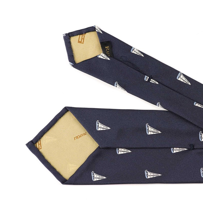 Rubinacci - Silk Twill Tie With Yellow Sail Print