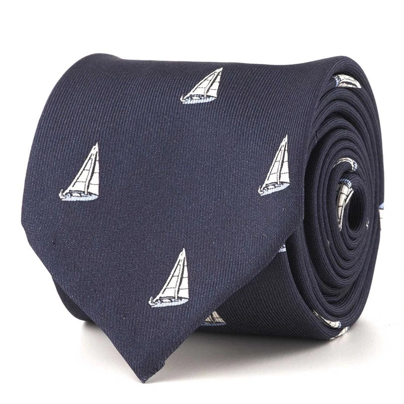 Rubinacci - Silk Twill Tie With Yellow Sail Print