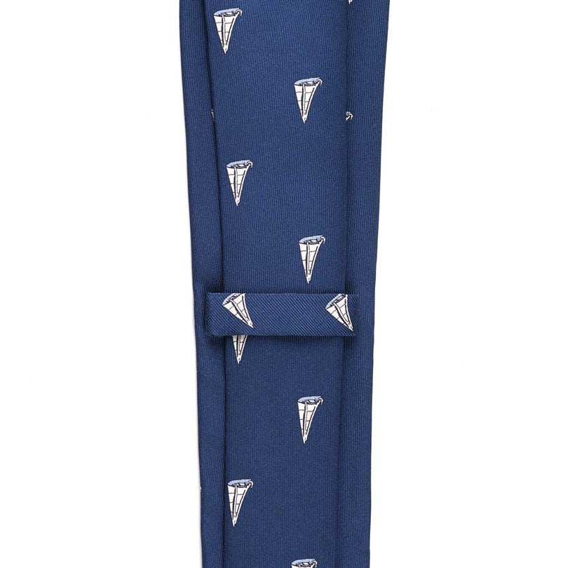 Rubinacci – Silk Twill Tie With Light Blue Sail Print