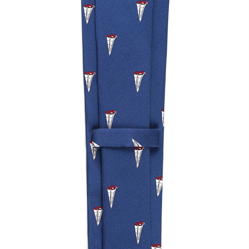 Rubinacci - Steel Blue Silk Twill Tie With Red Sail Print Rubinacci
