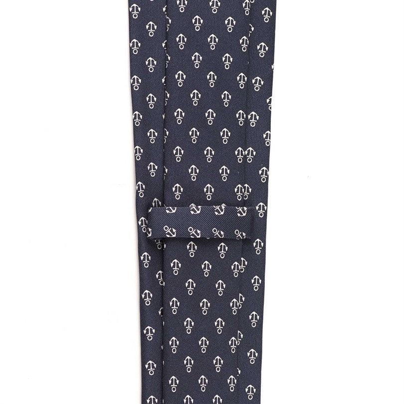 Rubinacci - Silk Twill Tie With White Anchor Print
