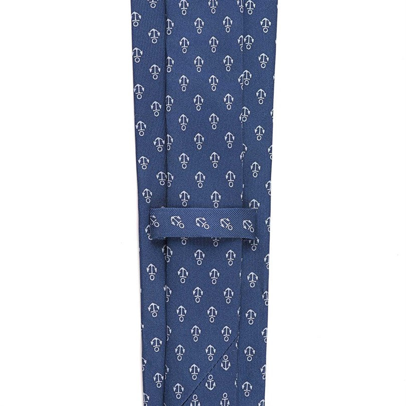 Rubinacci - Silk Twill Tie With Light Blue Anchor Print