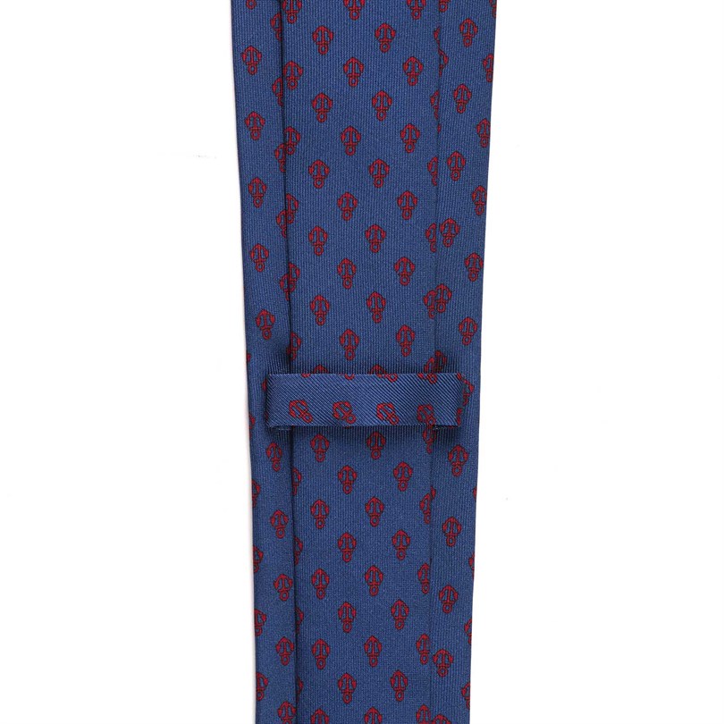 Rubinacci - Silk Twill Tie With Red Anchor Print Rubinacci