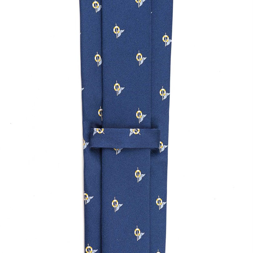 Rubinacci - Light Blue Silk Twill Tie With Dolphin Print Rubinacci