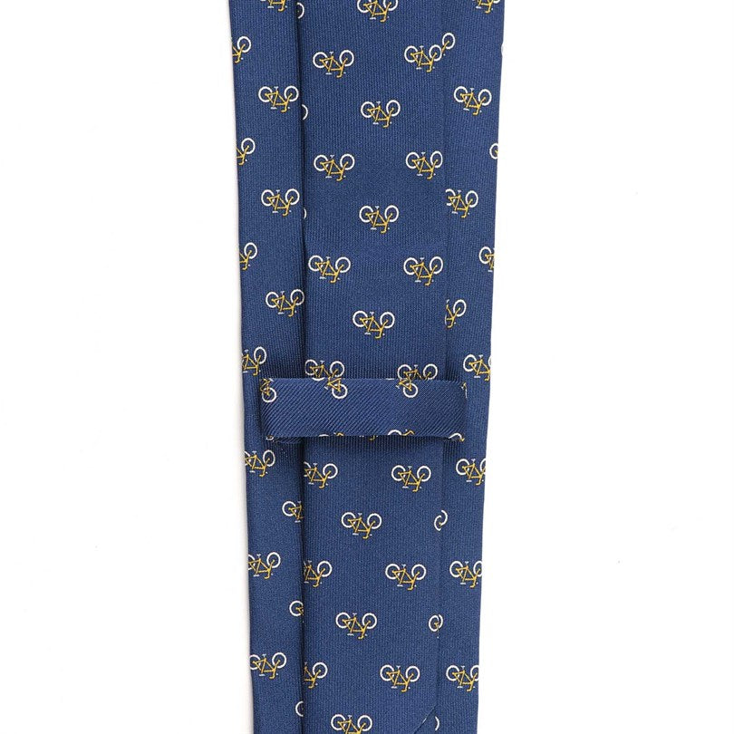 Rubinacci - Silk Twill Tie With Yellow Bicycle Print