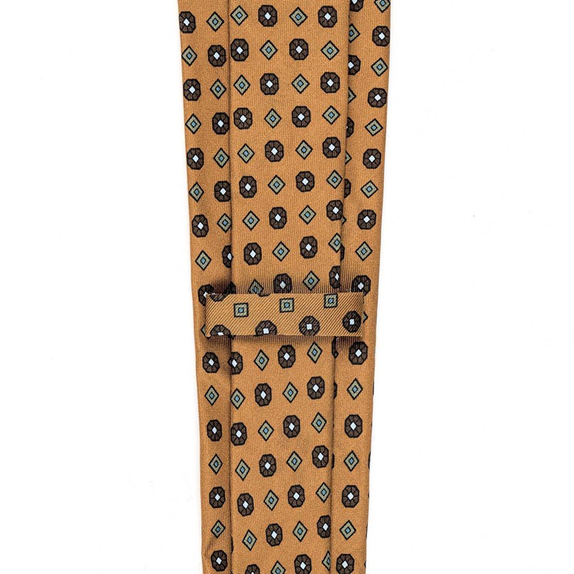 Rubinacci - Orange Silk Twill Tie With Geometric Print