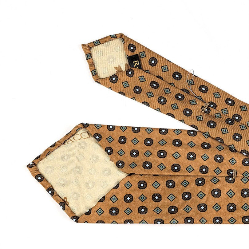 Rubinacci - Orange Silk Twill Tie With Geometric Print