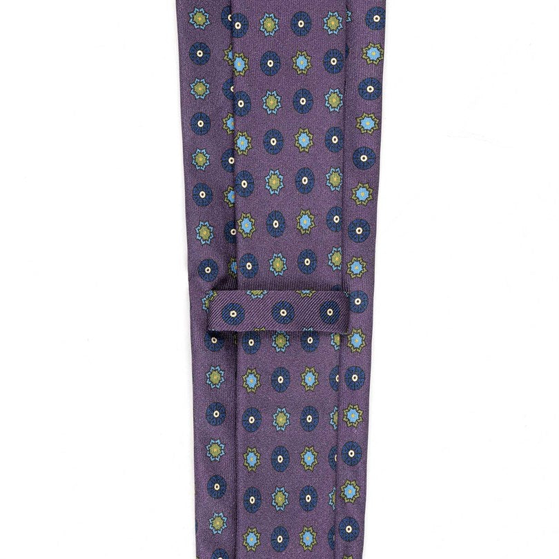 Rubinacci – Wine Silk Twill Tie With Floral Print