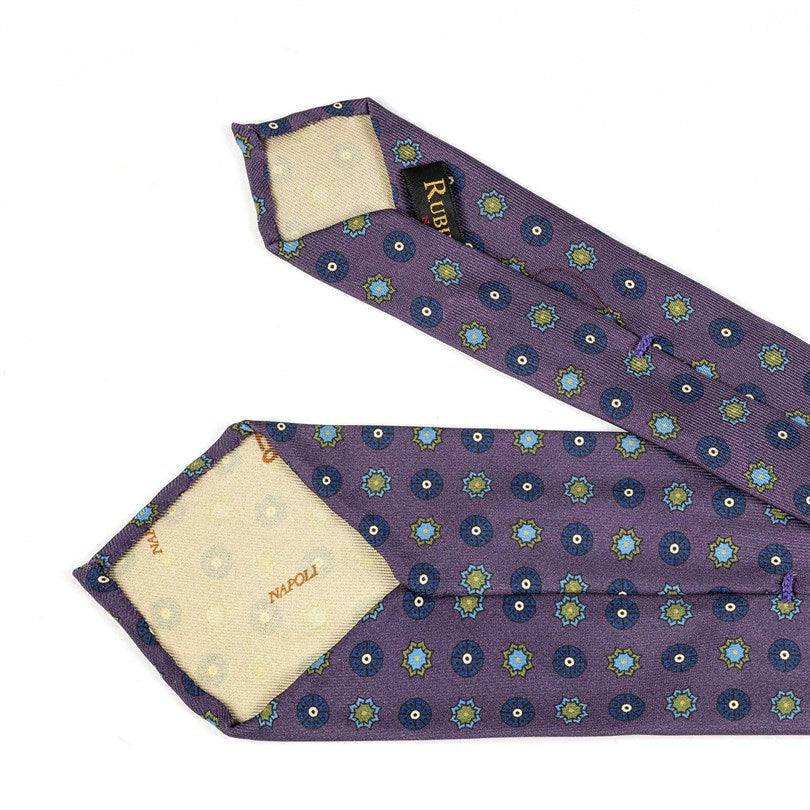 Rubinacci – Wine Silk Twill Tie With Floral Print