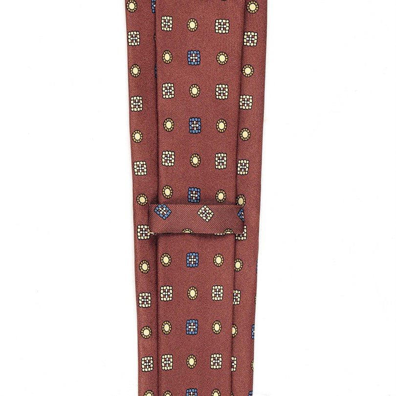 Rubinacci - Brick-Colored Silk Twill Tie With Floral Print