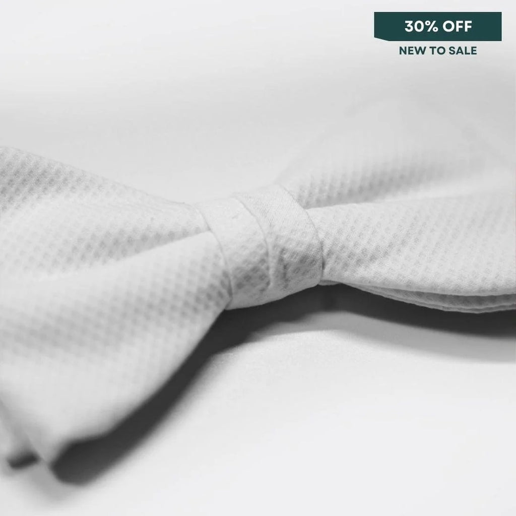 Benson & Clegg - White Piquet Cotton Ready Tied Bow Tie