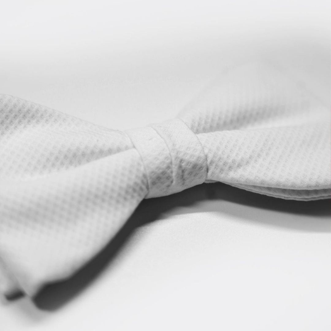 Benson & Clegg - White Piquet Cotton Ready Tied Bow Tie Benson & Clegg