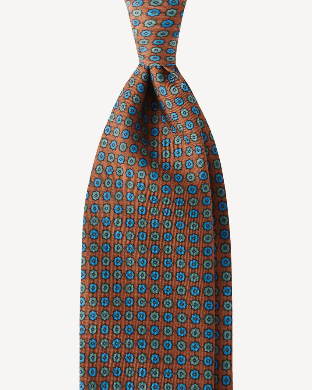 Viola Milano - Floral Pattern Handprinted Selftipped SILK TIE - Bronz