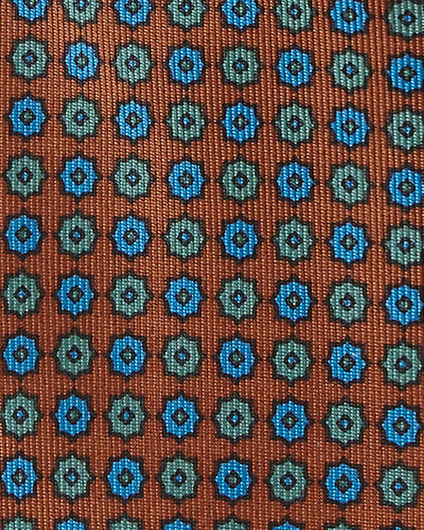 Viola Milano - Floral Pattern Handprinted Selftipped SILK TIE - Bronz