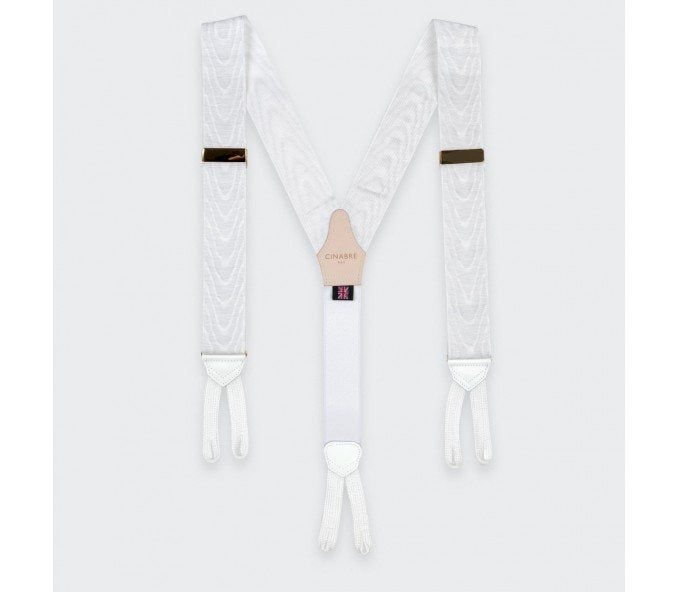 Cinabre - White Moire Suspenders Cinabre