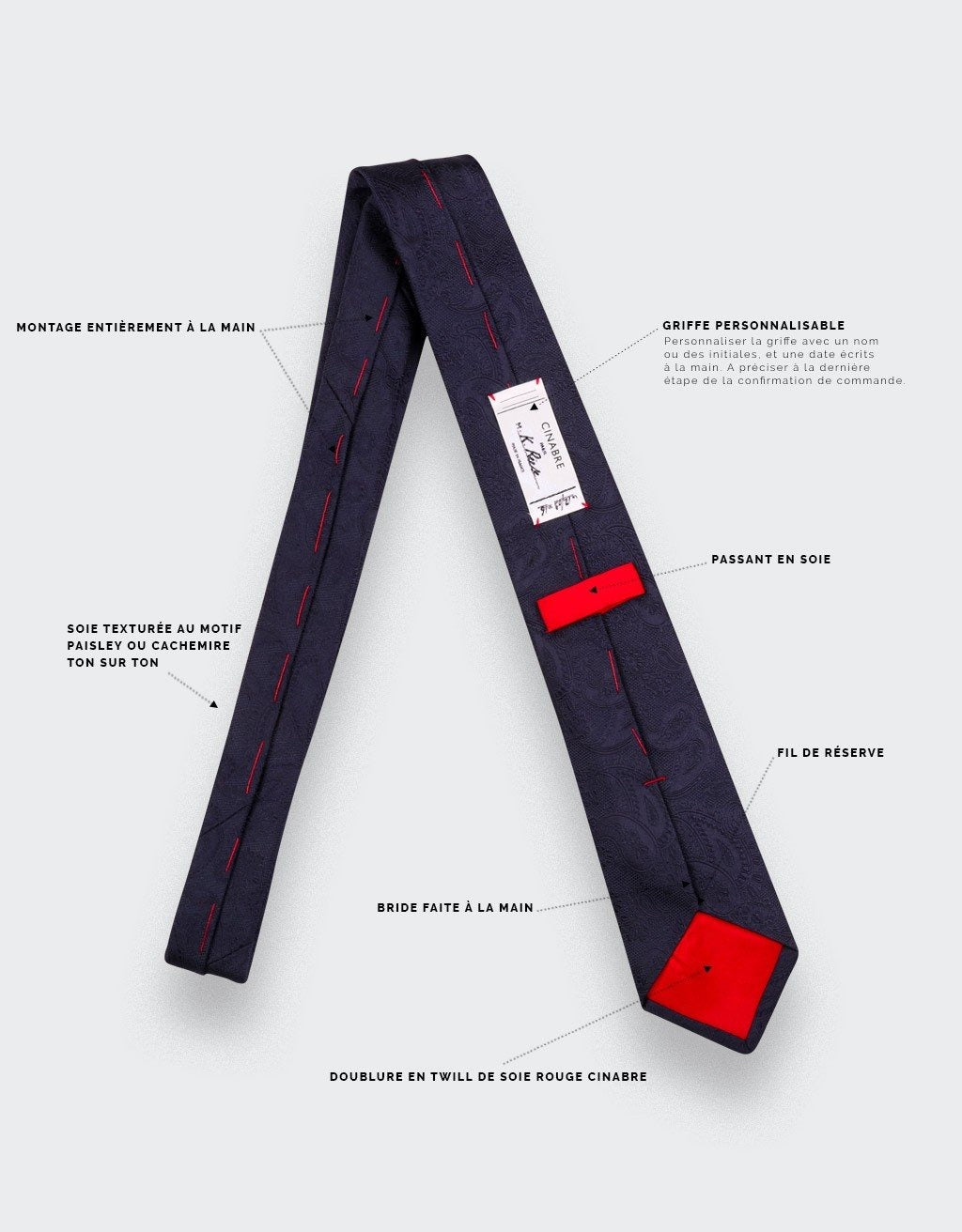 Cinabre - Navy blue Shades Paisley Tie