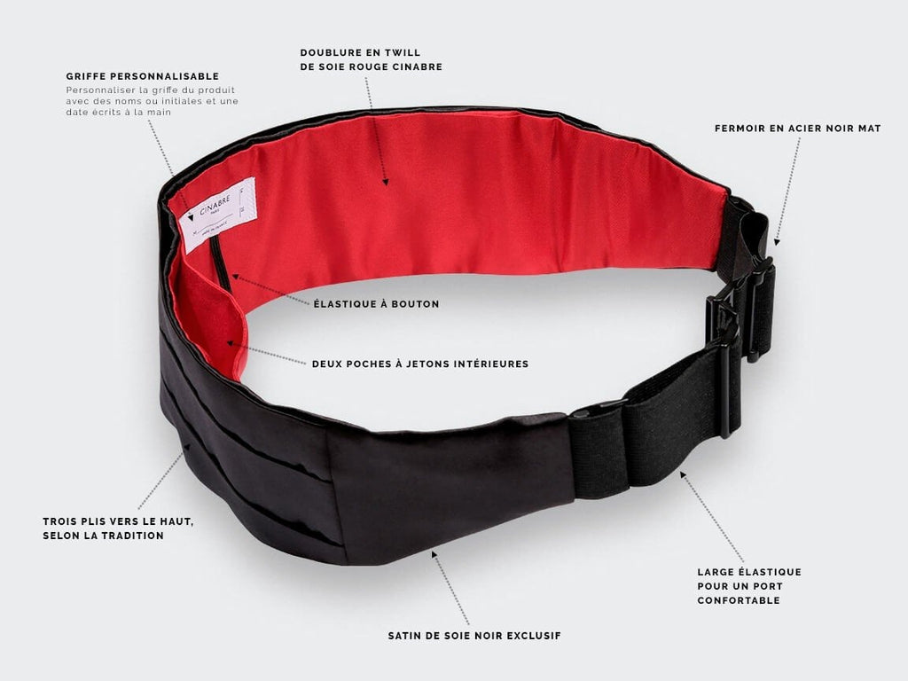 Cinabre - Black Satin Cummerbund (Size L)