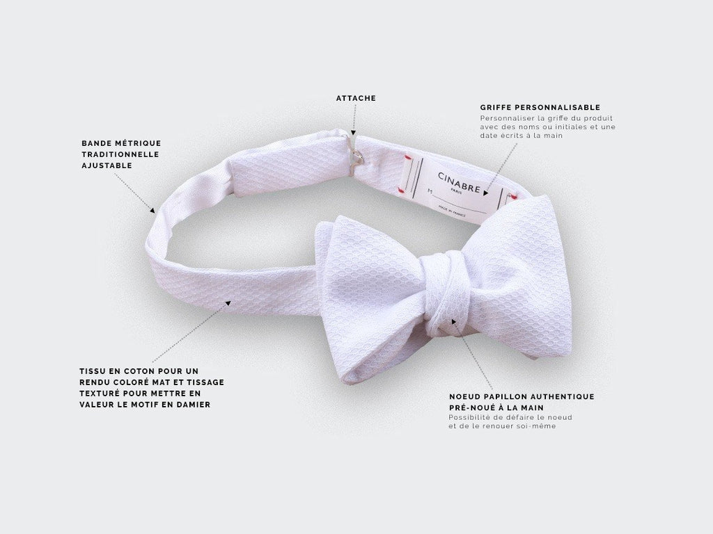 Cinabre - White Coton Piqué Bow Tie
