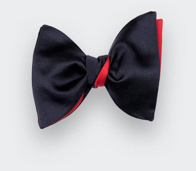 Cinabre - Large Midnight Blue Satin Bow Tie