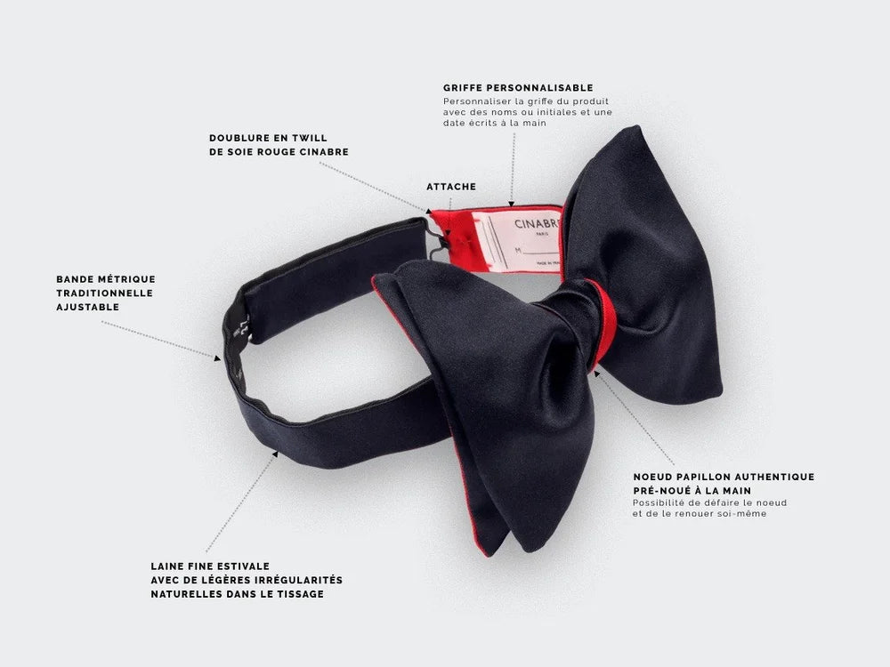 Cinabre - Large Midnight Blue Satin Bow Tie