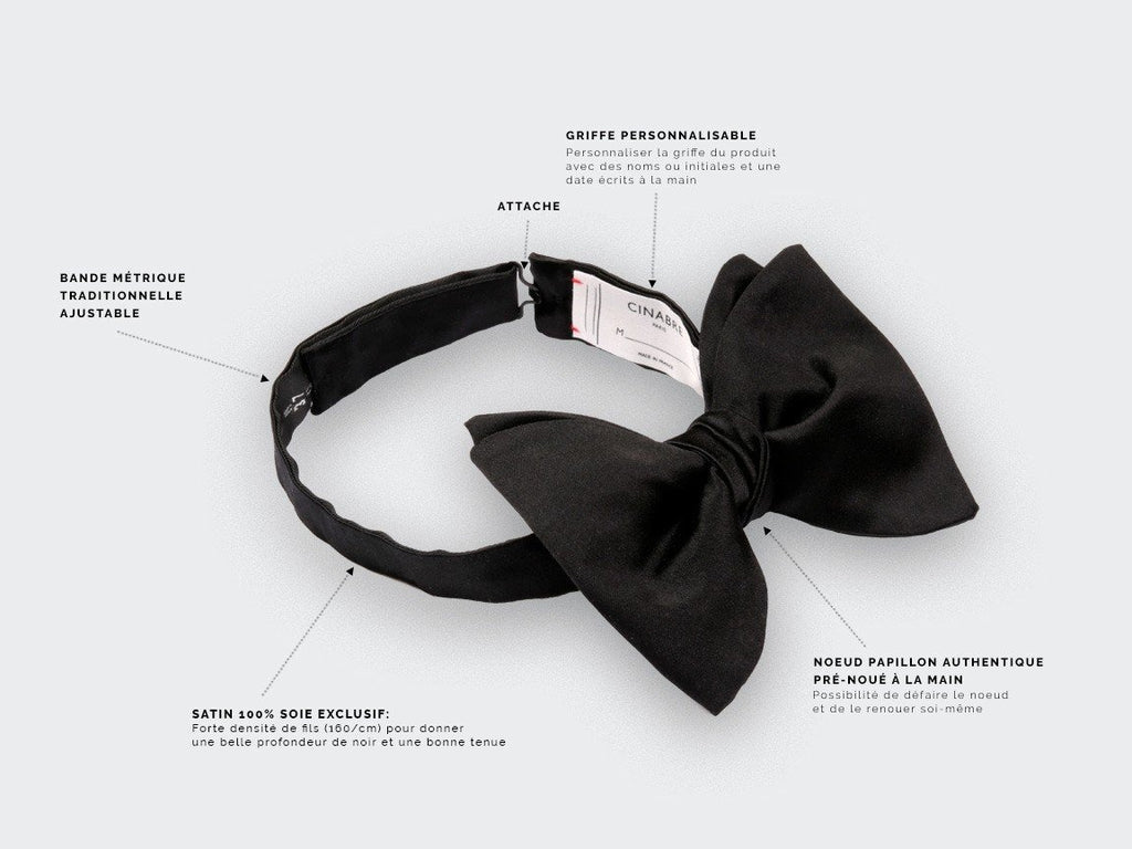 Cinabre - Large Black Satin Bow Tie