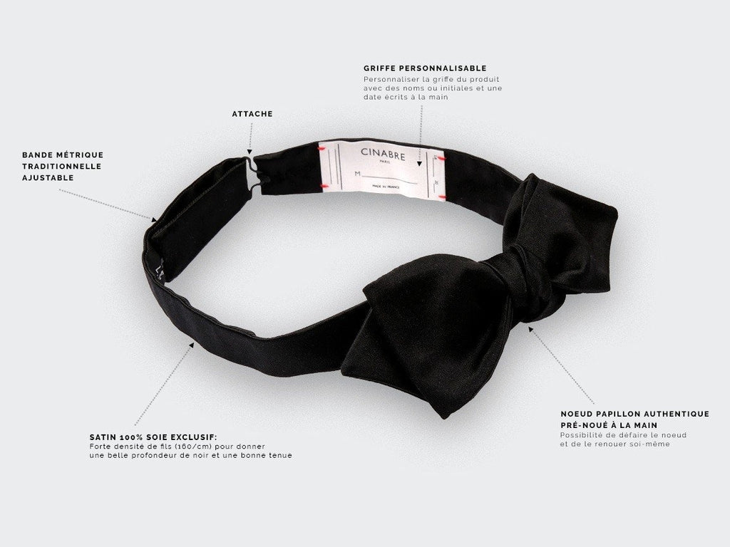 Cinabre - Black Satin Diamond Point Bow Tie