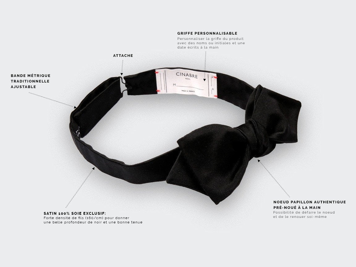 Cinabre - Black Satin Diamond Point Bow Tie Cinabre