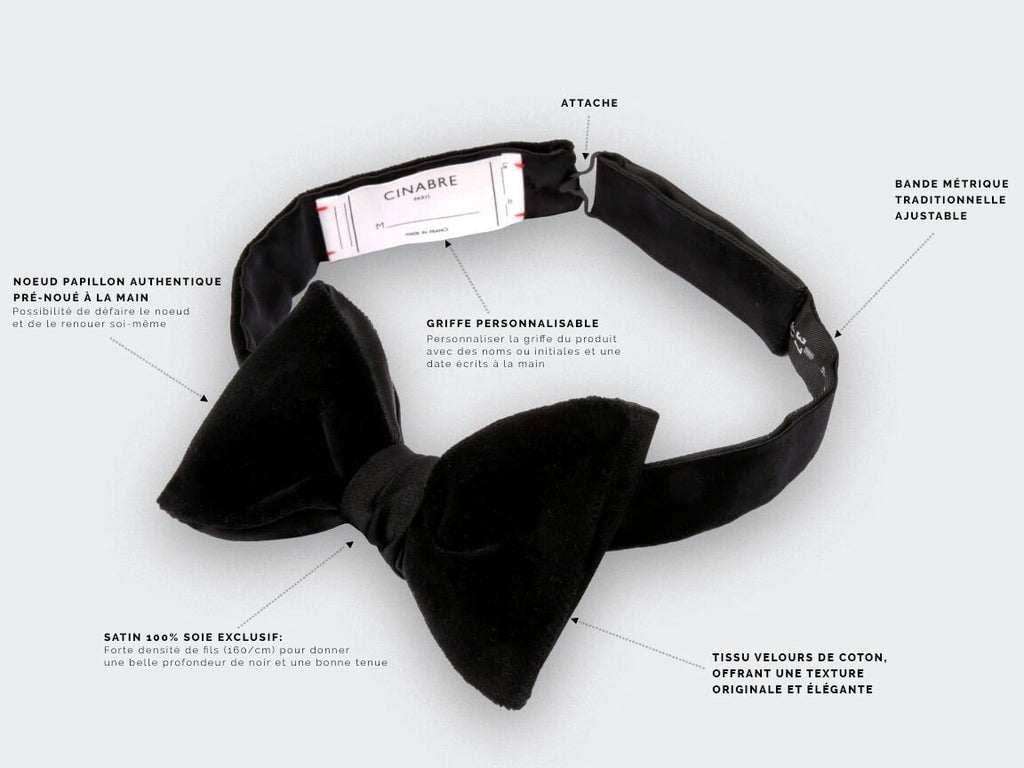 Cinabre - Black Velvet Satin Bow Tie