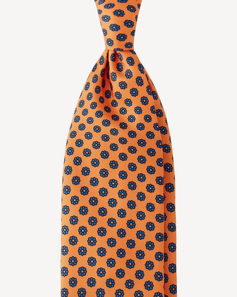 Viola Milano - Floral Pattern Silk Tie - Orange