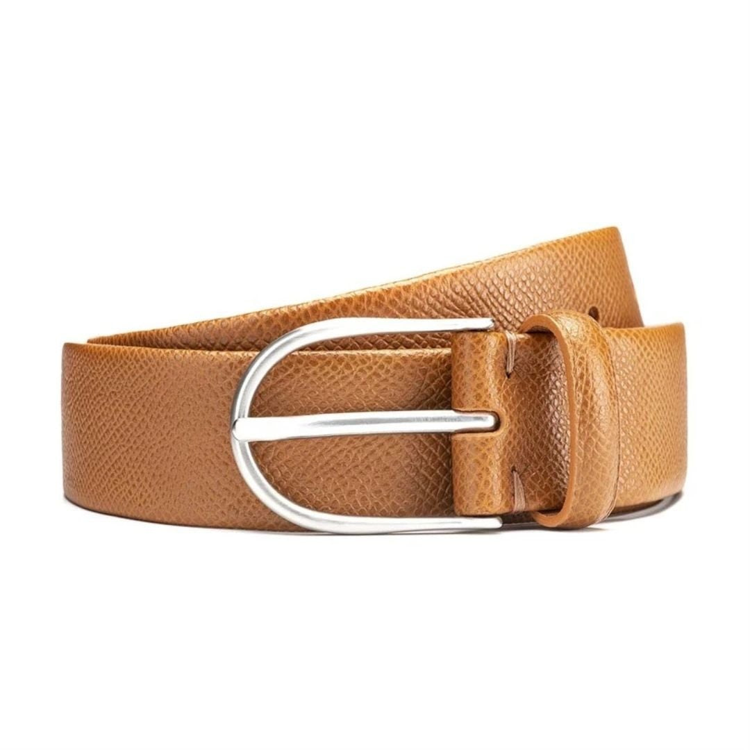 Rubinacci - Alpline Print Tubular Belt - Brandy - Size 90 Rubinacci