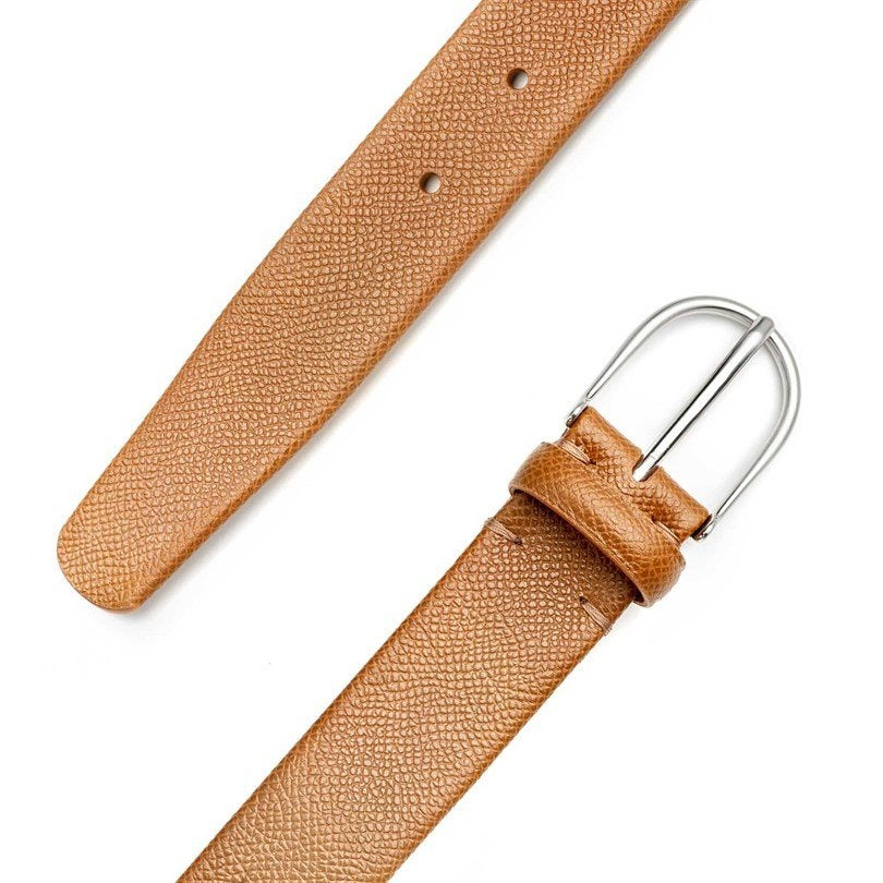 Rubinacci - Alpline Print Tubular Belt - Brandy - Size 90 Rubinacci