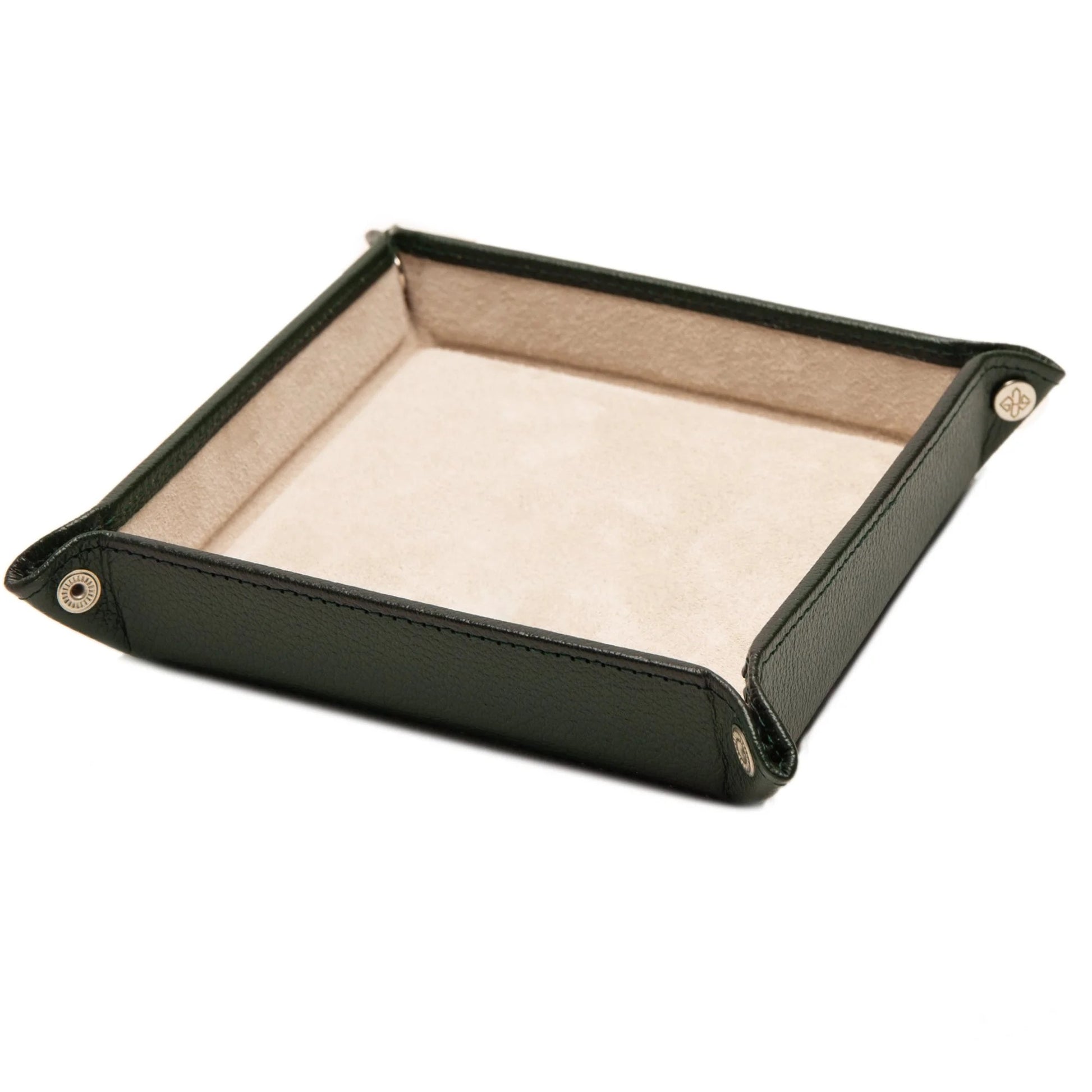 Ettinger - Capra Ecru Square Valet Tray - Forest Green