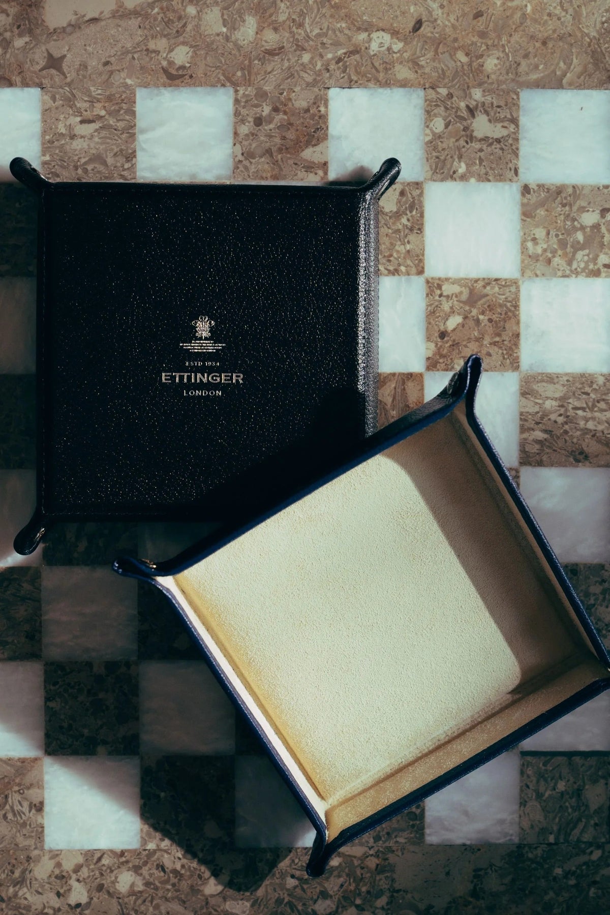 Ettinger - Capra Ecru Square Valet Tray - Forest Green Ettinger