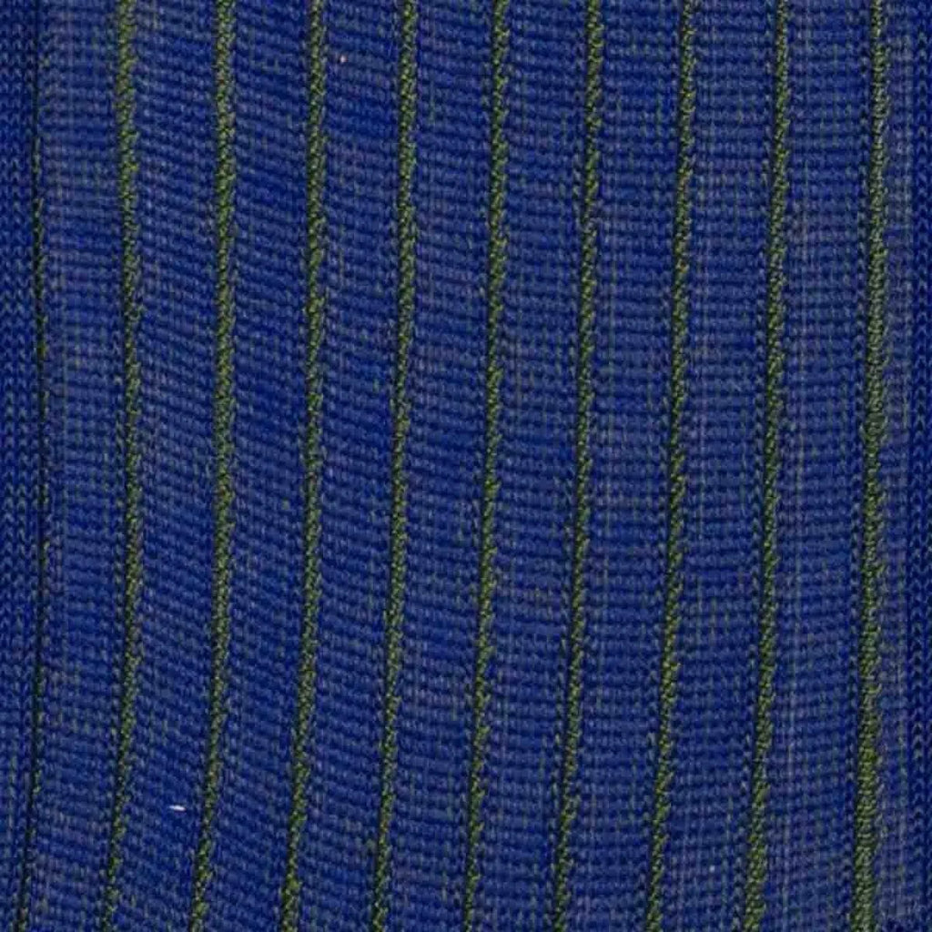 Sera  Fine Silk - Knee Length Socks -Navy & Royal Blue Striped Cotton Socks