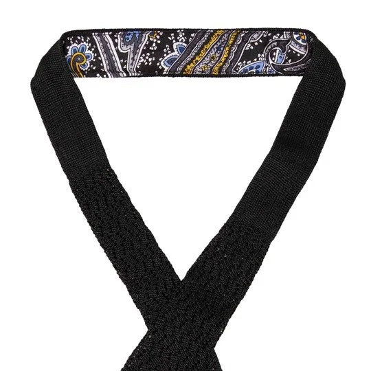 Sera  Fine Silk - Black Zig Zag Knitted Tie