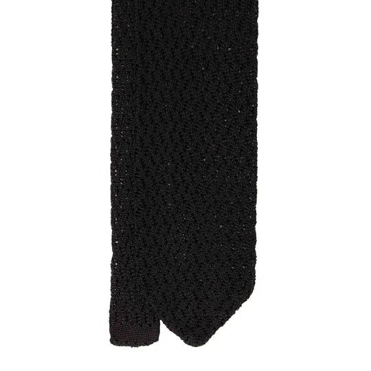 Sera  Fine Silk - Black Zig Zag Knitted Tie