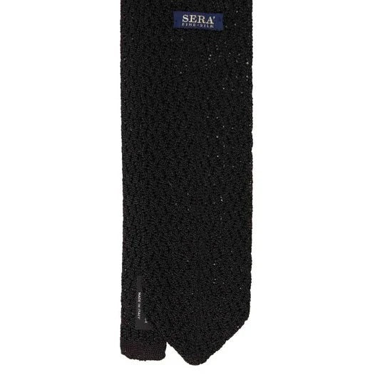 Sera  Fine Silk - Black Zig Zag Knitted Tie