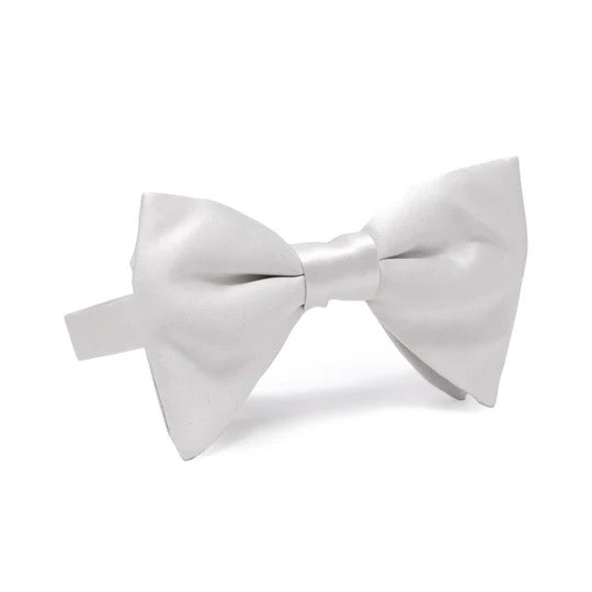 Sera  Fine Silk - White Silk Satin Bow Tie, Pre-tied Butterfly