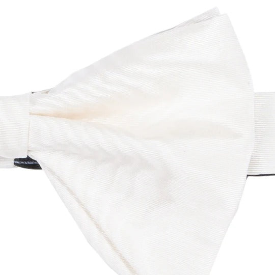 Sera  Fine Silk - White Silk Moiré Pre-Tied Bow Tie